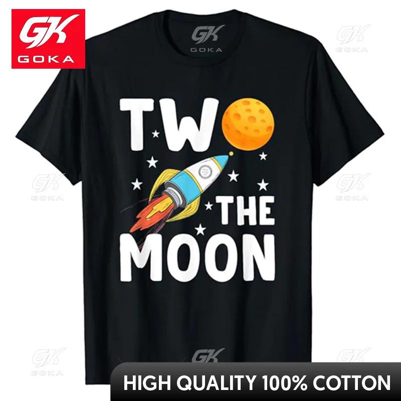 

Two The Moon Funny 2nd Birthday Gifts for 2 Year Olds TShirt Sons Nephews Bday Presents Cute GOKA Tee Tops Graphic Outfits S