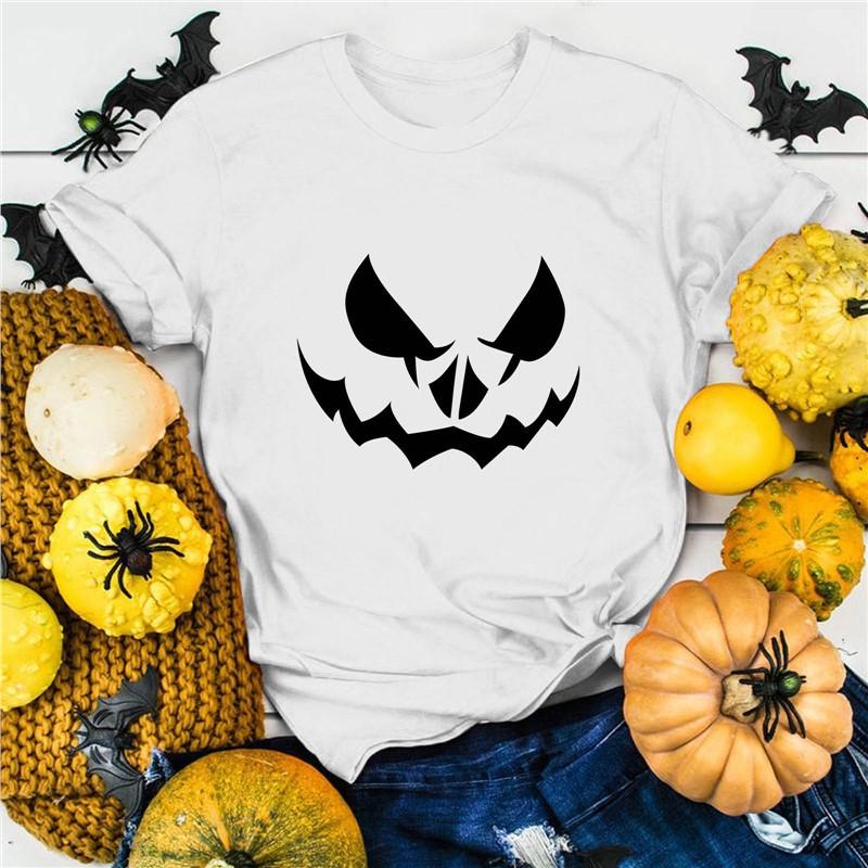 Halloween Pure Cotton Printed Unisexs and Womens Summer Personalized Short Sleeved New Fashion Trend Loose Casual Tshirt