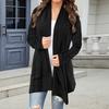 Women's Long Crochet Cardigan Sweater Long Sleeve Open Front Knitted