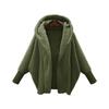 Women Fleece Hooded Solid Cardigan Jacket Fashion Warm Coat Ladies Casual Plush Autumn Winter Long Sleeve Tops