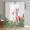 Toucan Flower Fruit Tropical Pineapple Map Tulle Curtain For Living Room Bedroom Modern Sheer Curtains Decor Window Treatment