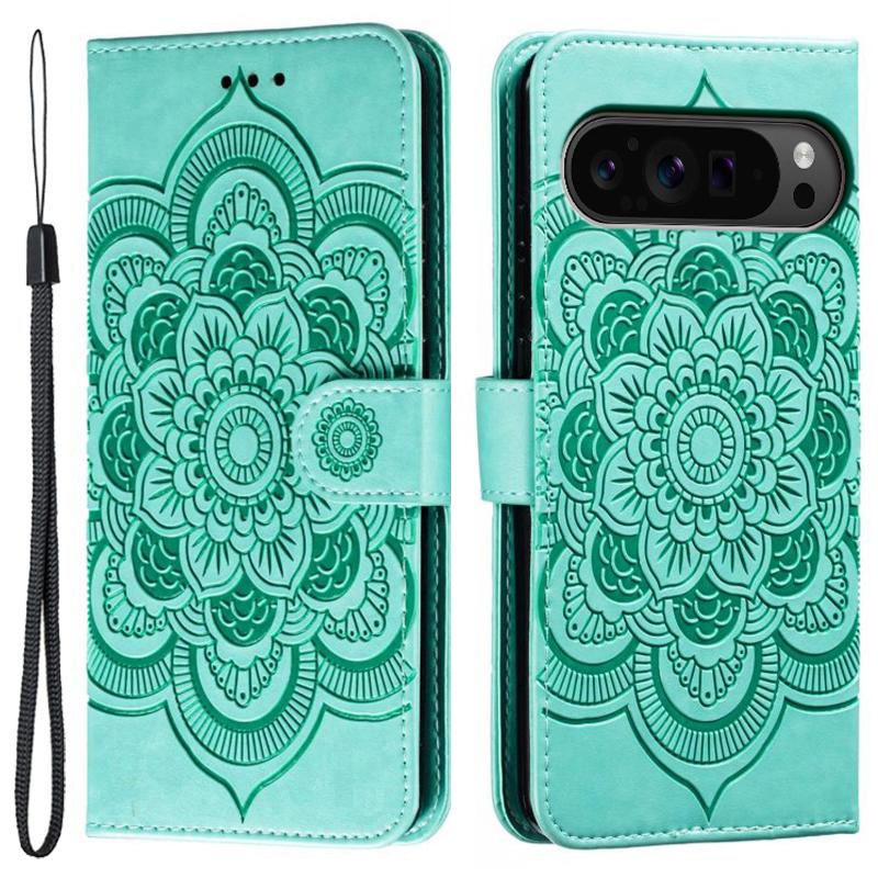 For Google Pixel 10 Pro XL/9 Pro XL Case PU Leather Mandala Imprinted Design Wallet Phone Cover