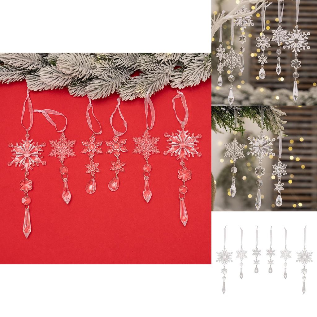 6pcs Elegant Acrylic Snowflake Ornaments For Creative Christmas Tree Decor