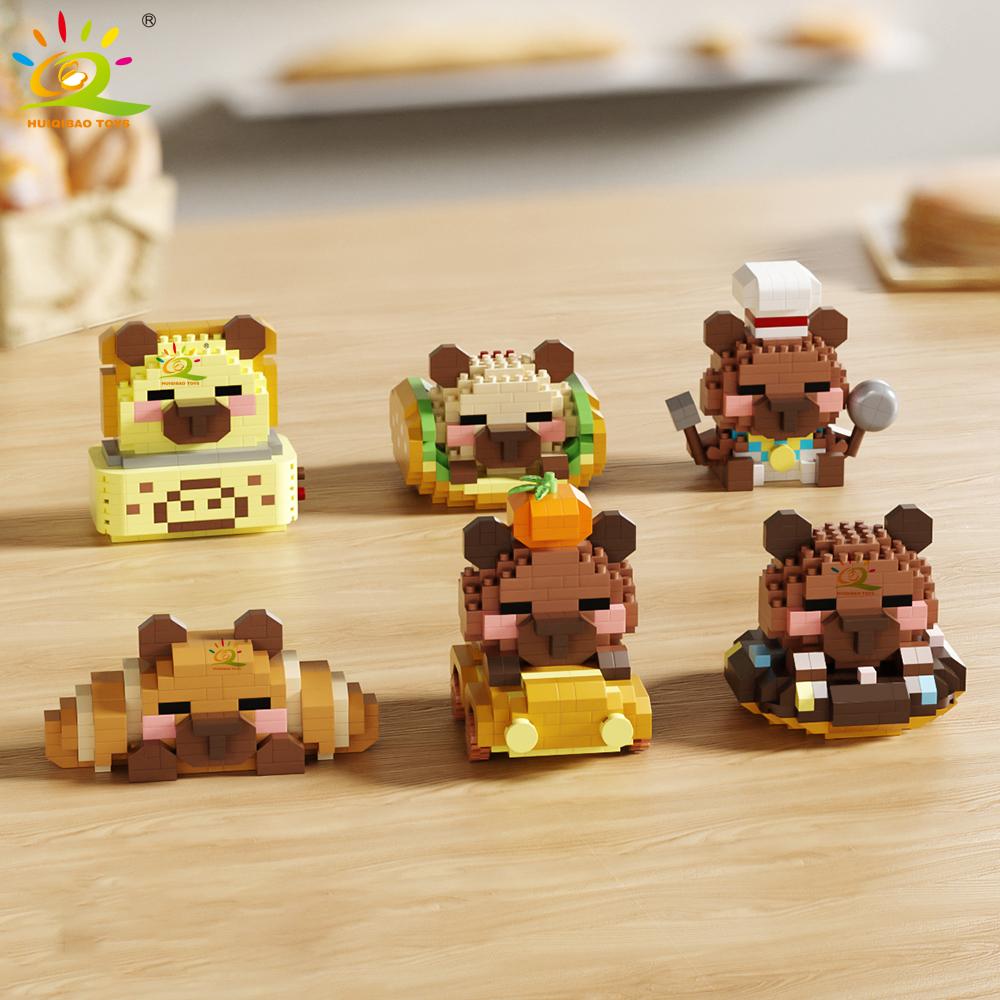 MOC Capybara Cavy Animal Micro Building Block Guinea Pig Mini Diamond Model Brick Toy for Children Desk Decor.