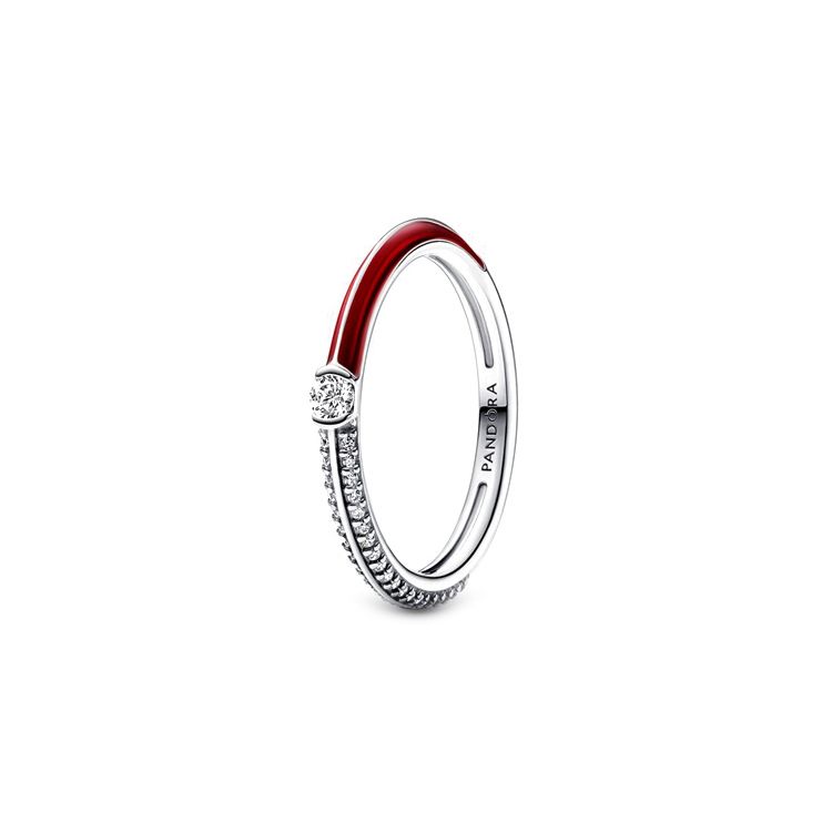 Pandora Me Red And White Double Pavé Ring Women ring Silver 192528C01 Box+Shopping Bag,52