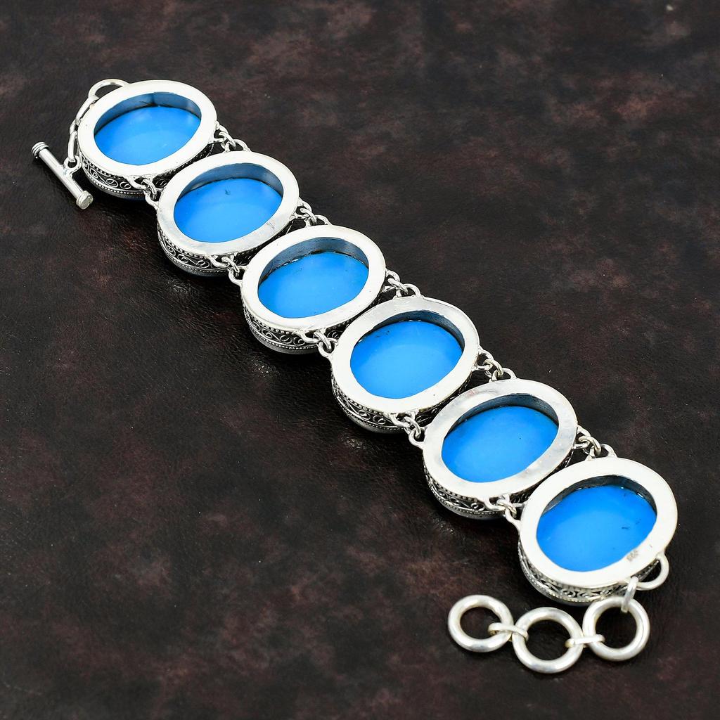 Sleeping Beauty Turquoise Bracelet Handmade Antique Jewelry Gemstone Vintage Bracelet 925 Sterling Silver Bracelet Adjustable Chain Bracelet