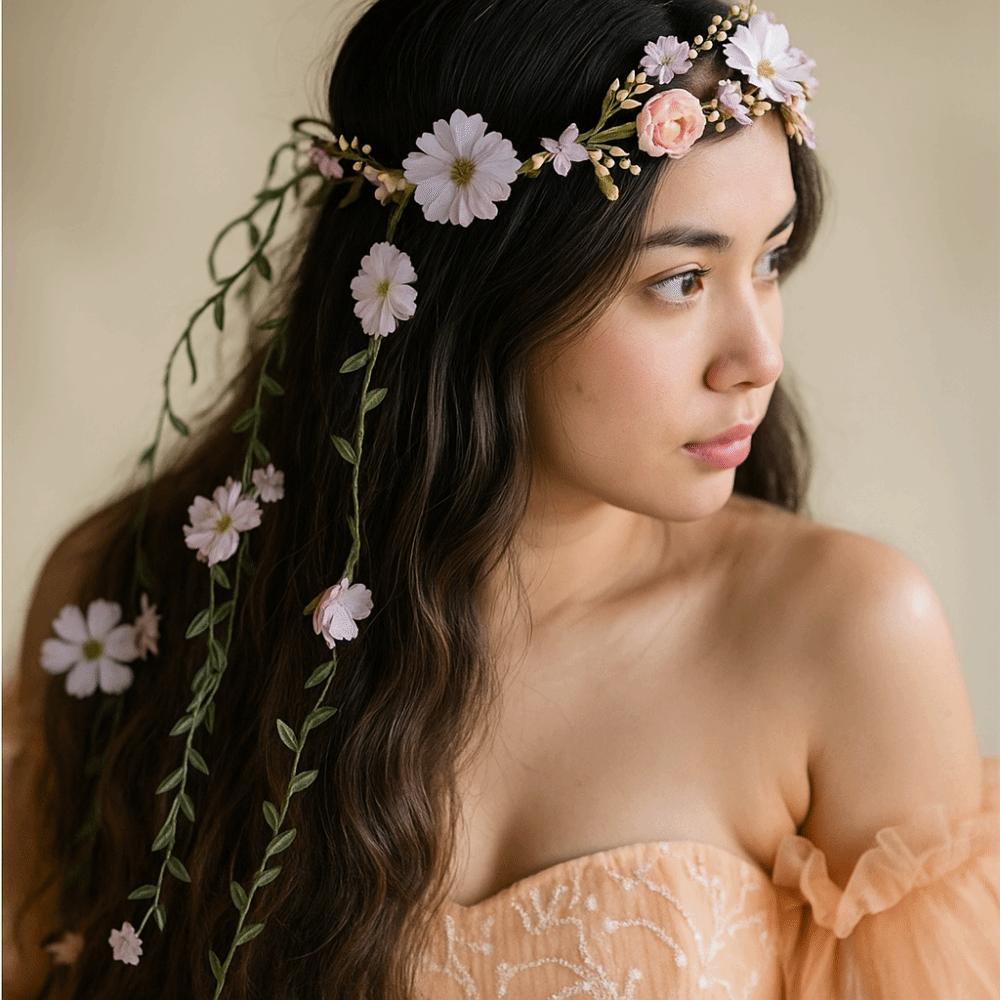 Simulation Flower Floral Garland White Bridal Crown Fairy Flower Headband Wedding Party