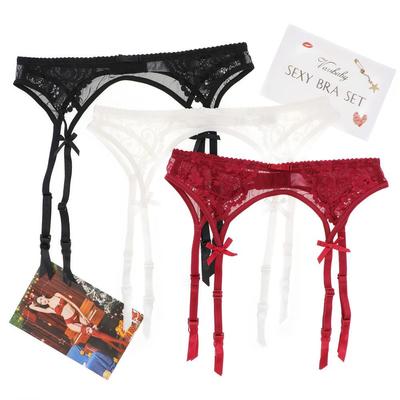 Varsbaby Cinto de Ligas Sexy de Renda Bordada em Mesh Antiderrapante para Mulheres