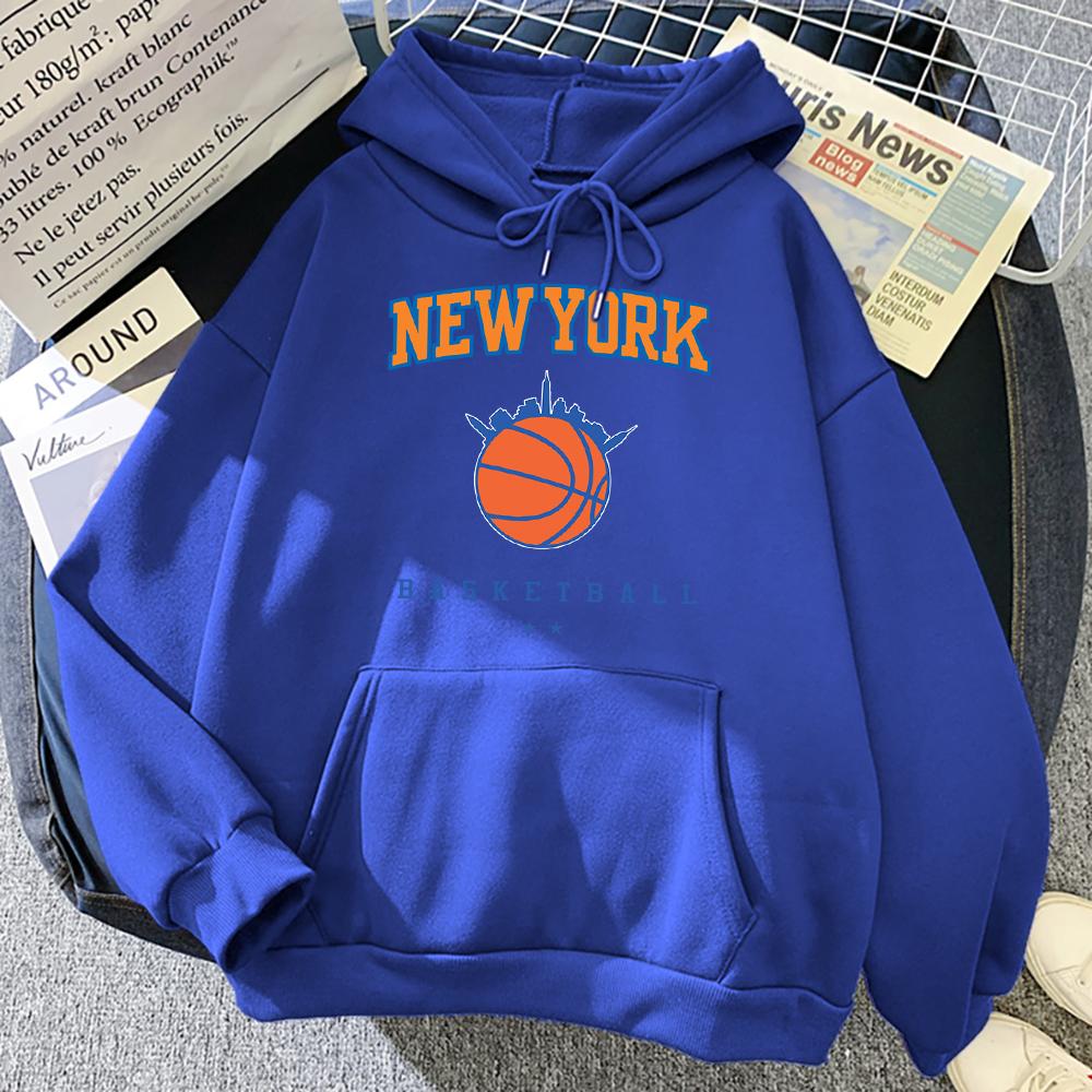 New York Basketbal Street Hip Hop Hoody Dámské Velké kapesní Streetwear Hip Hop Ležérní Mikina s kapucí Měkký fleece Volný Žena s kapucí