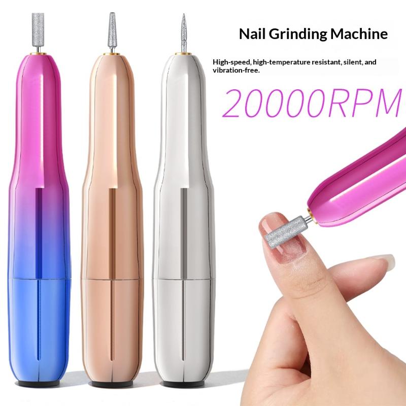 Electric Nail Polisher Exfoliator Machine Nail Drill Bits Dead Skin Remover Nails Grinding Polishing Usb With 6 Bits File Pen