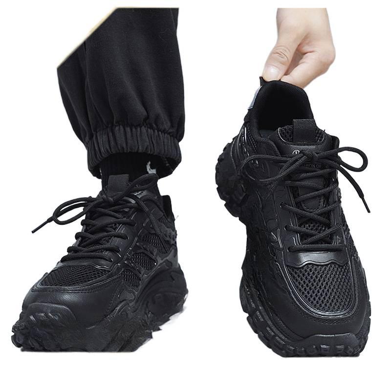 Men's shoes spring and autumn new breathable mesh men's trend versatile thick-soled non-slip casual shoes dad trendy shoes