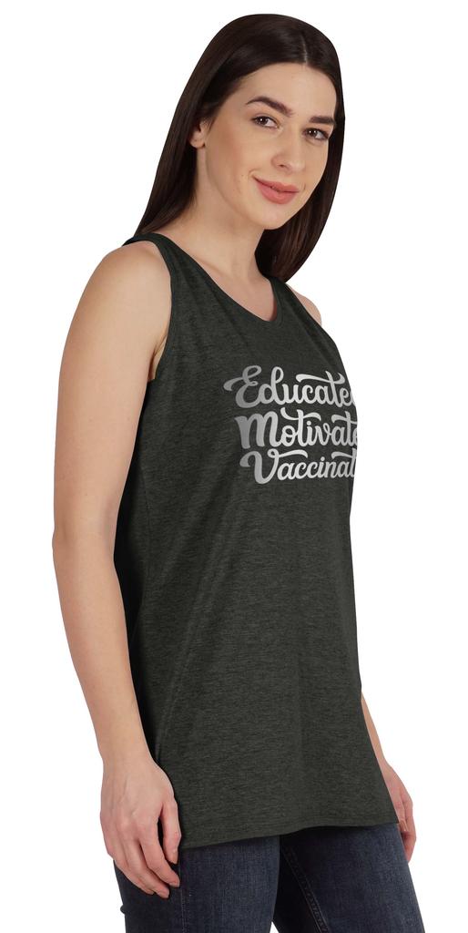 Inkmeso Educated Motivated Vaccinated Pro-Vaccine Womens Tank Tops Casual