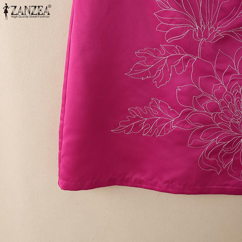 ZANZEA Rochie Casual de Vară cu Mânecă Scurtă și Gât Rotund pentru Femei