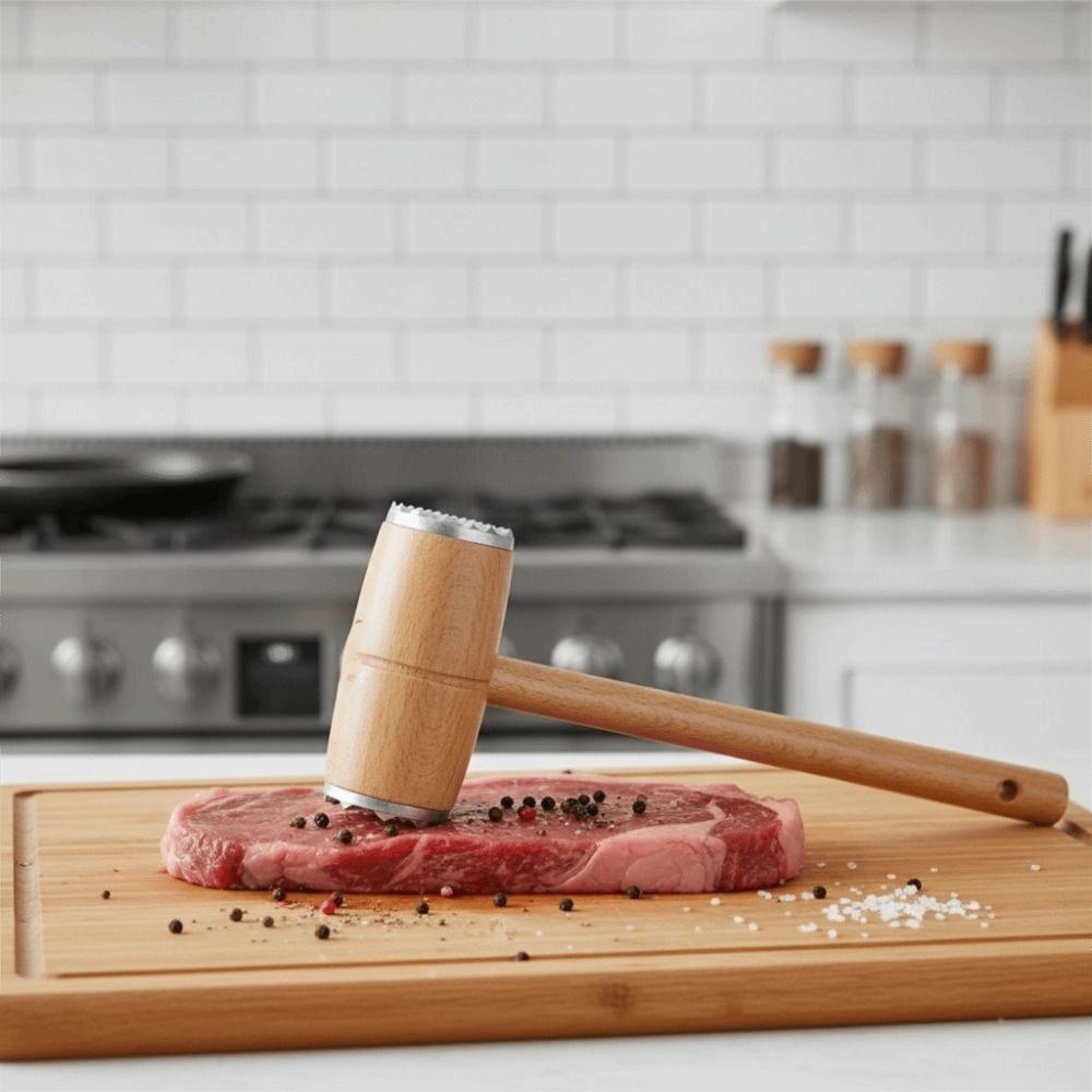 Metal Head Meat Tender Wooden Meat Mallet Multifunctional Meat Hammer Nuts