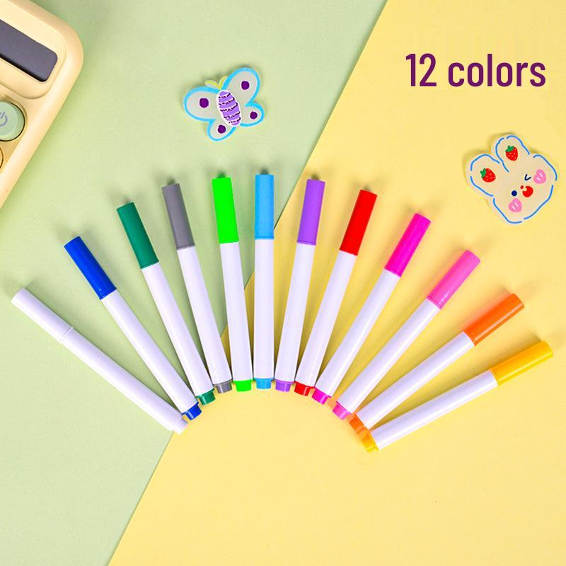 Dingdong Wasserlösliche Abwischbare Flüssigkreide-Stifte - 12 Fluoreszierende Farben für Tafeln