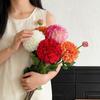 Pink Artificial Dahlia Flowers 2 Heads Artificial Faux Plants  Home Decoration
