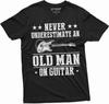 Men's Guitar Player Funny Grandpa Papa Dad T-Shirt Never Underestimate an Old Man On Guitar Tee