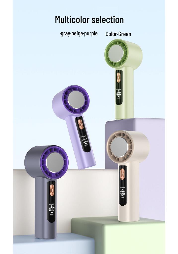 Mini USB Handheld Fan with 100-Speed Digital Display and Cooling Ice Pack