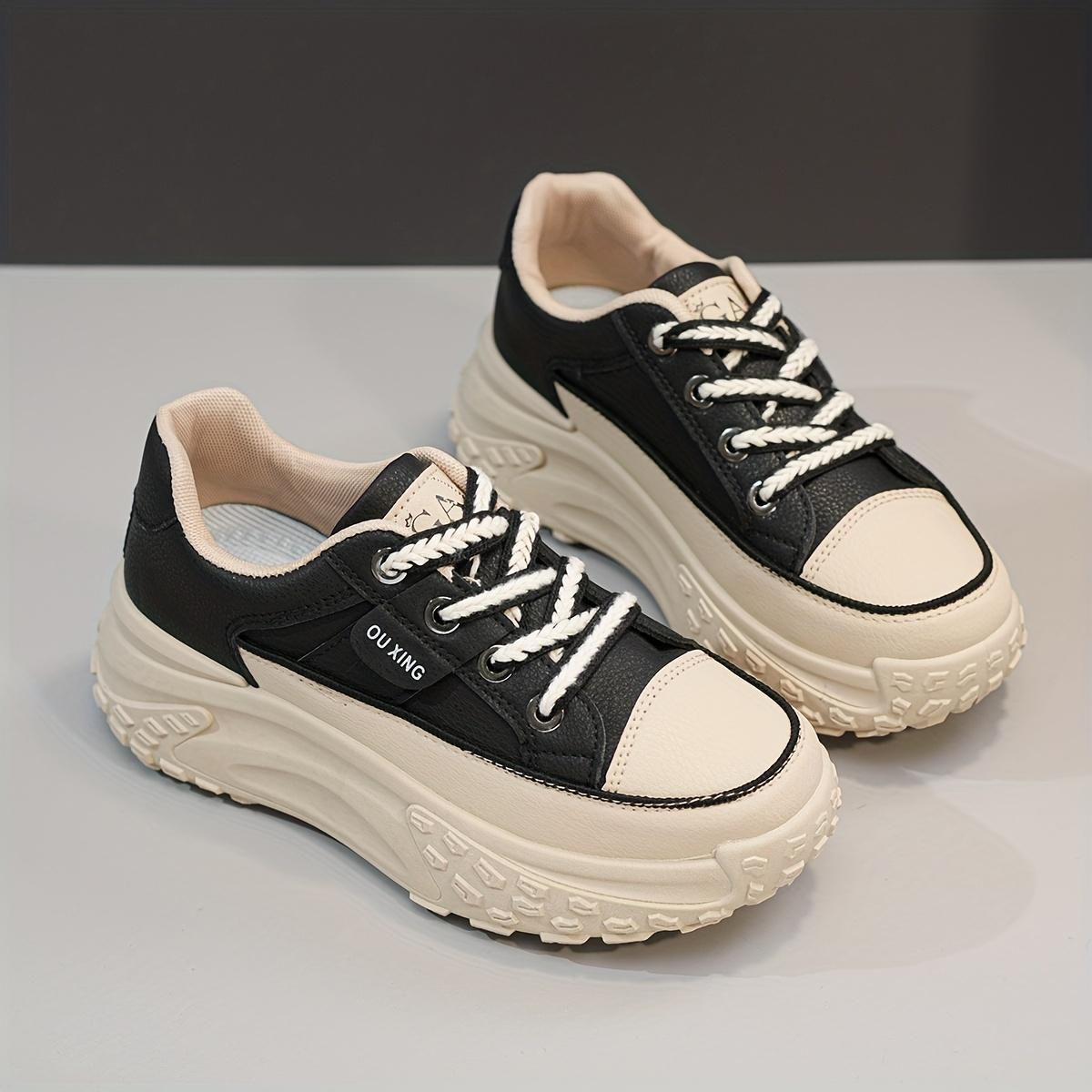 

Женские однотонные кроссовки, прогулочные туфли на платформе с мягкой подошвой на шнуровке, универсальные туфли с низким берцем 40 чёрный