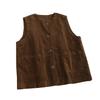 Dimanaf 2025 New Short Corduroy Jacket Vest Autumn Sleeveless Retro Coat Buttons Women Solid