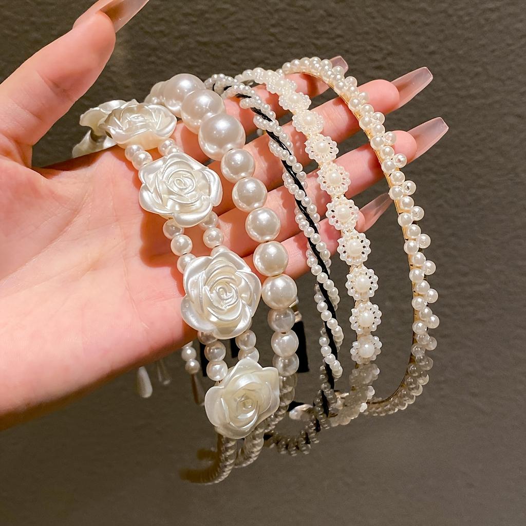 Exquisite Faux Pearl Flower Hair Hoops Fashion Hair Accessories Holiday Styling Perfect Gifts for Girls