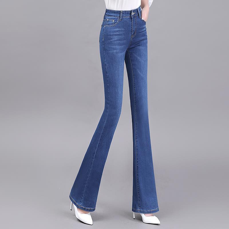 

Женские узкие расклешенные джинсы с высокой талией, весна/осень 2025 г. — эластичные, доступны варианты больших размеров 35