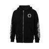 Trendy Chrome Sanskrit Cross Print Zipper Hooded Sweatshirt