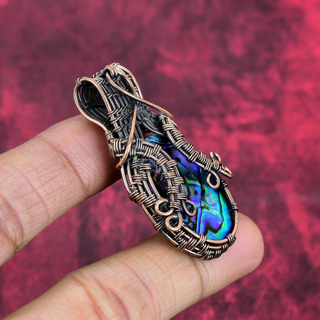 Abalone shell pendant copper wire wrapped pendant abalone shell copper jewelry handmade pendant wedding gifts wire wrapped gemstone jewelry