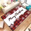 Frohe Weihnachten Karierter Schneeflocken Teppich Weiche Kristall Samt Bodenmatte Feiertags Wohnzimmer Teppich Festliche Hausdekoration Winter Thema
