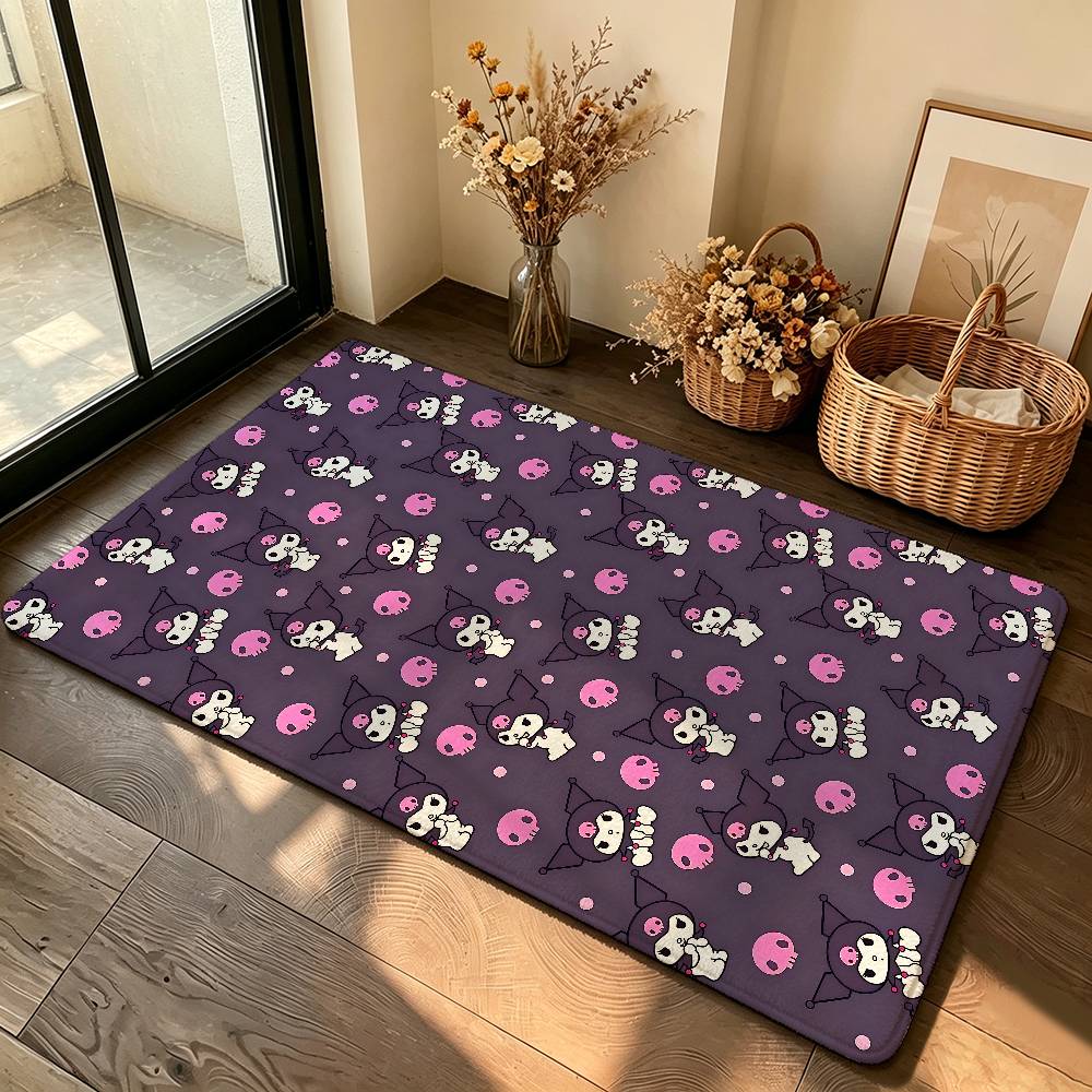 Kawaii K-Kuromi Cute Carpet Bathroom Anti-slip Mat Door Mat Home Decoration Mat Entrance Door Mat Scratch-resistant Door Mat