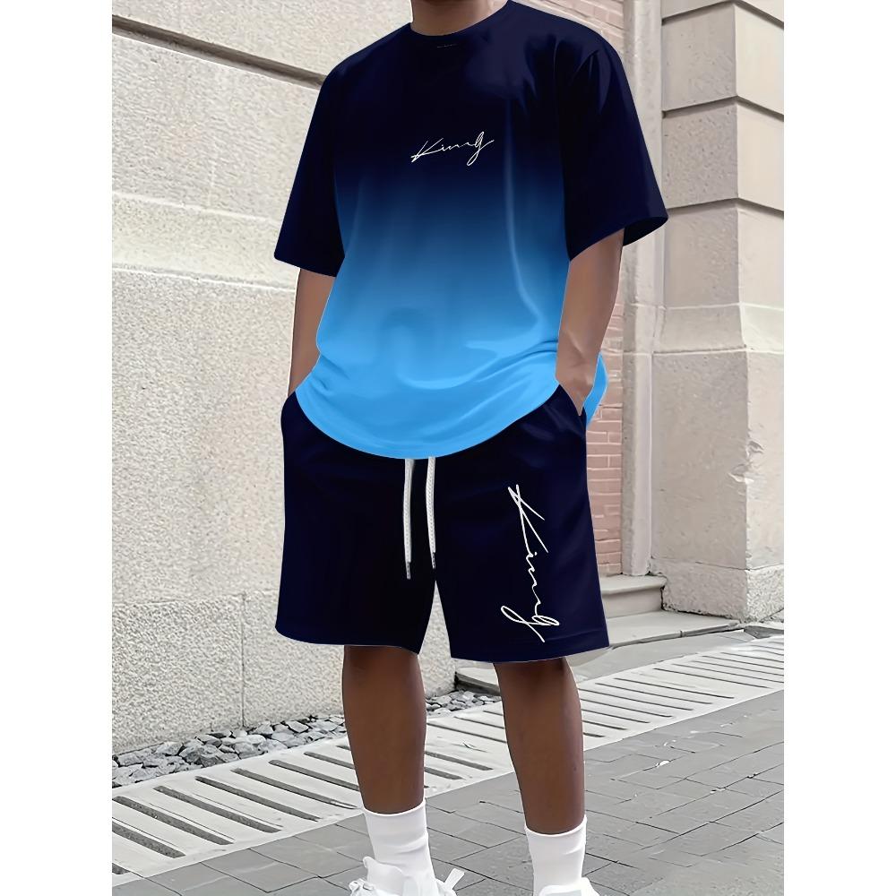 Men s fashionable casual short sleeved shorts set 2XS