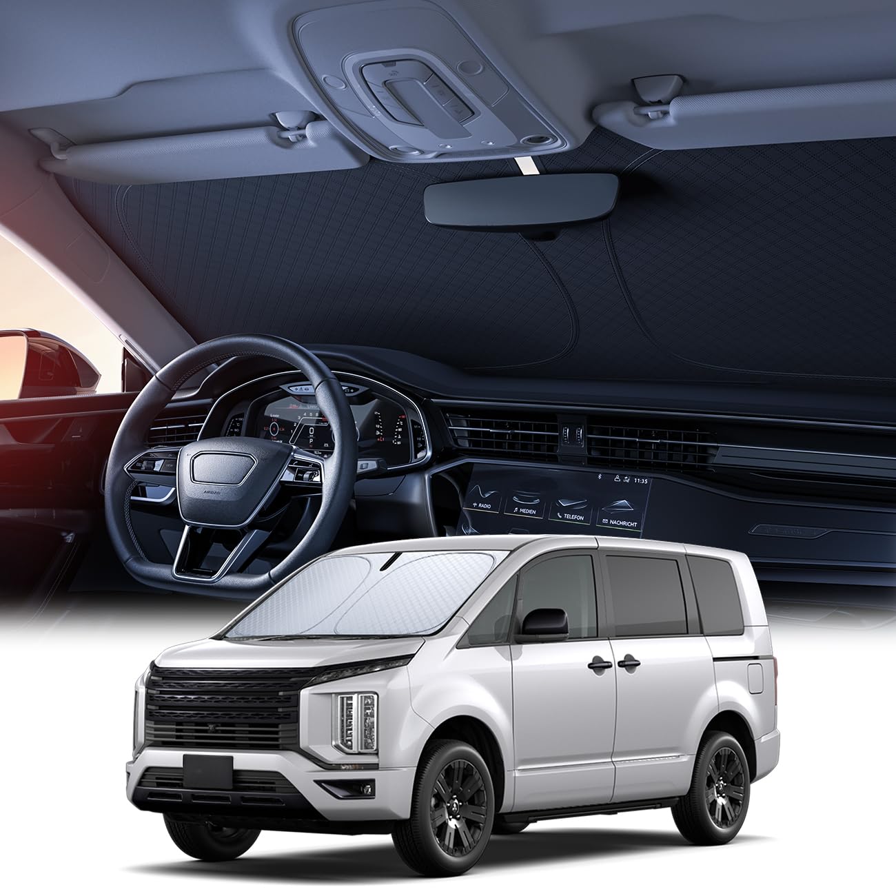 

Insulation Lamicall Mitsubishi Delica Car Windshield Car sun car windshield foldable car car light UV UV scratch insulation heat with storage 6-Layer