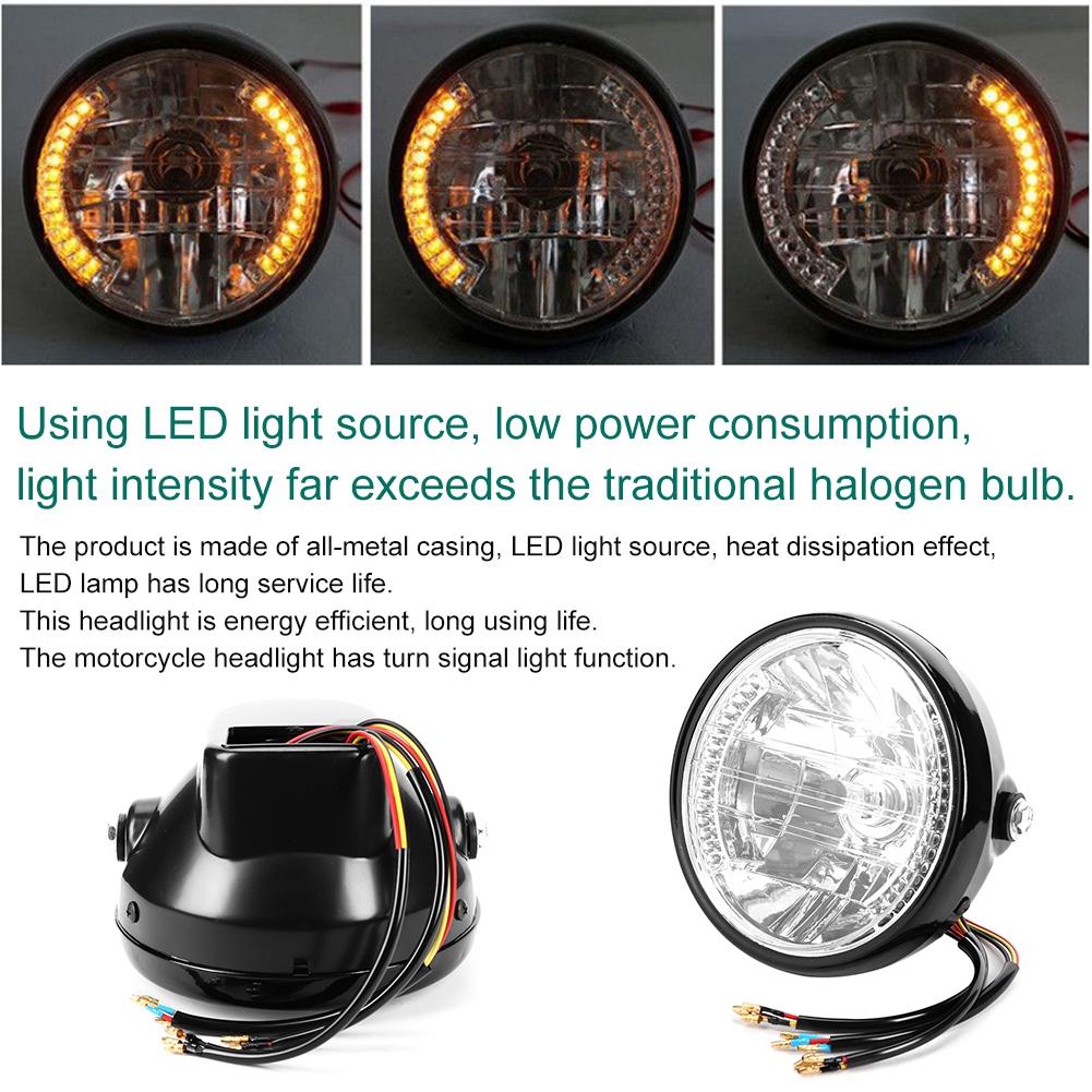 7'' H4 Motorcycle Hdlight Flasher LED Front Turn Signal Light Lamp