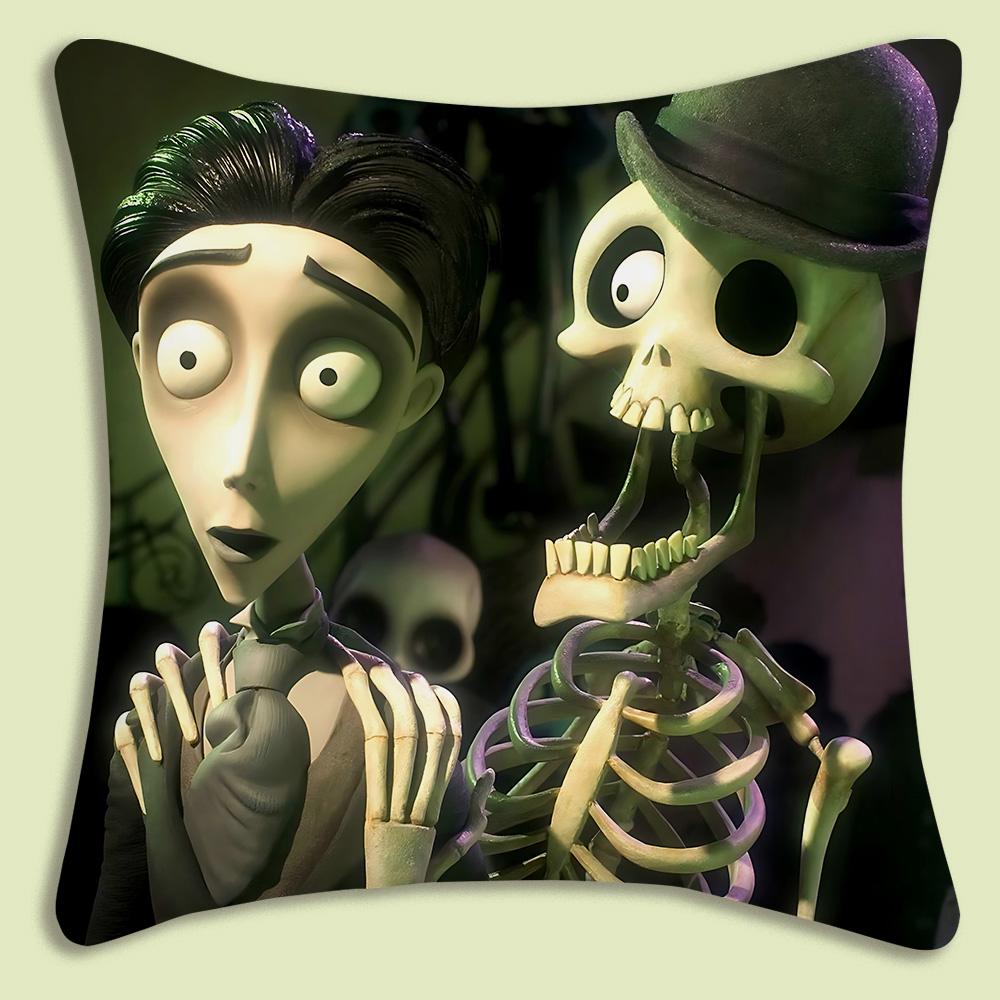 C-Corpse Bride Cartoon Anime Pillow Covers Cartoon Sofa Decorative Home Double-Sided Printing Short Plush Cute Cushion Cover