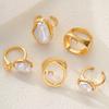 5Pcs/Set Irregular Baroque Imitation Pearl Rings for Women Ladies Geometric Gold Color Rings Vacation Style Jewelry Accessories
