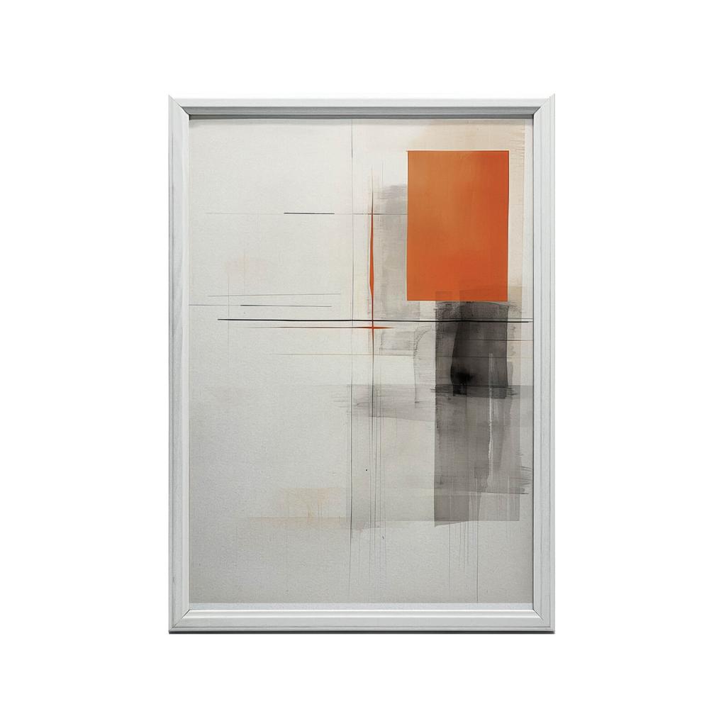 Gra Kształtów W Szarości I Pomarańczy Gra Kształtów W Szarości I Pomarańczy, 30X40 Cm, Rama Aluminiowa Czarna, Papier Matowy 230 Gsm