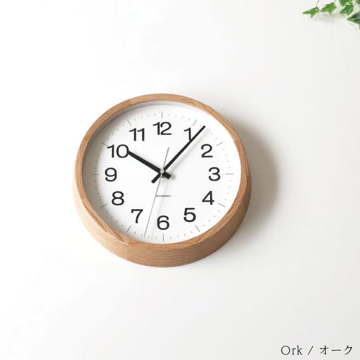 KATOMOKU muku clock 16 Oak km-113OARC Wall Clock with Continuous Second Hand, 30.6cm Diameter (Radio-Controlled Clock)