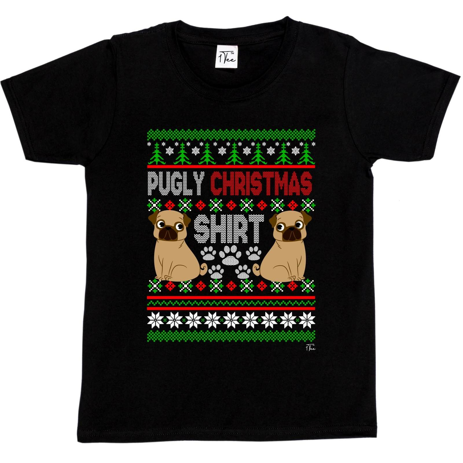 1Tee Kids Girls Pugly Christmas Shirt T-Shirt S