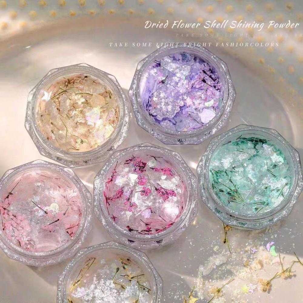 Iridescent Shell & Opal Glitter Nail Art Sequins - Mixed Style Dreamy Cloud Brocade
