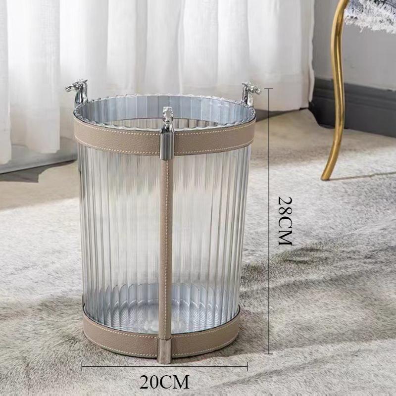 

Stainless Steel Trash Can Luxury Transparent Large Capacity Waste Bins Simple Toilet Wastebasket Home Kitchen Organization