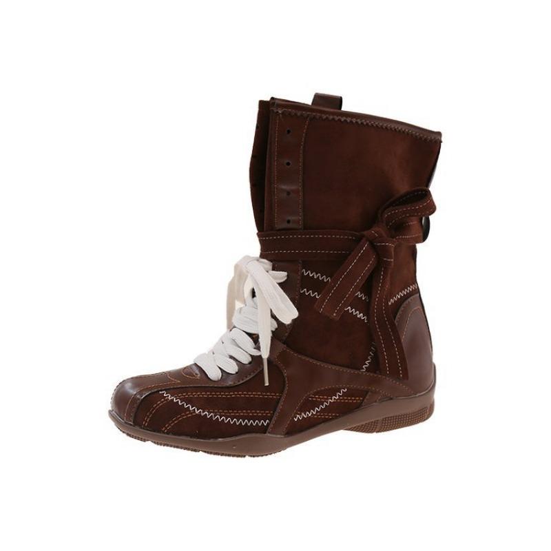 Casual Retro Versatile Inner Heightening Martin Boots British Round Head Lace-up Sports Short Boots
