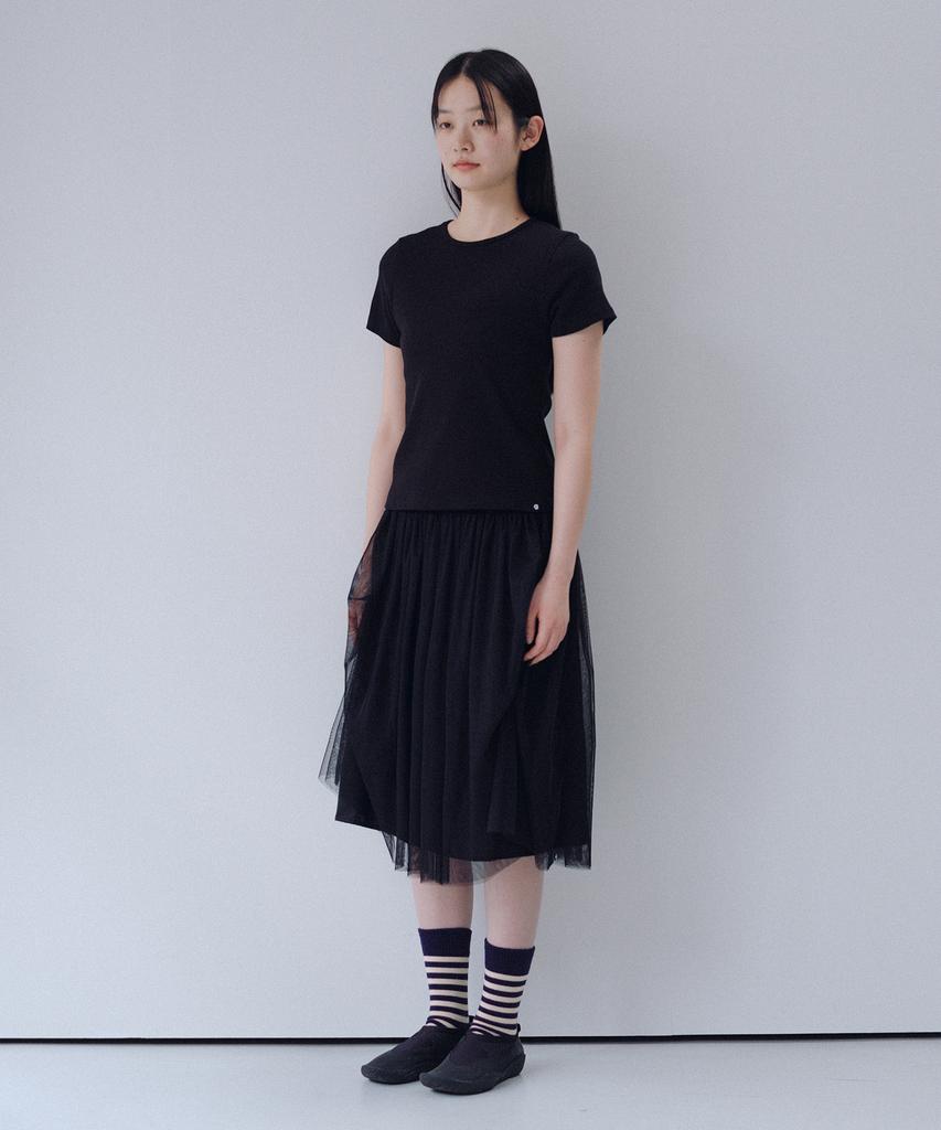 Ohesio Basic Slim Ribbed T-Shirt, Black