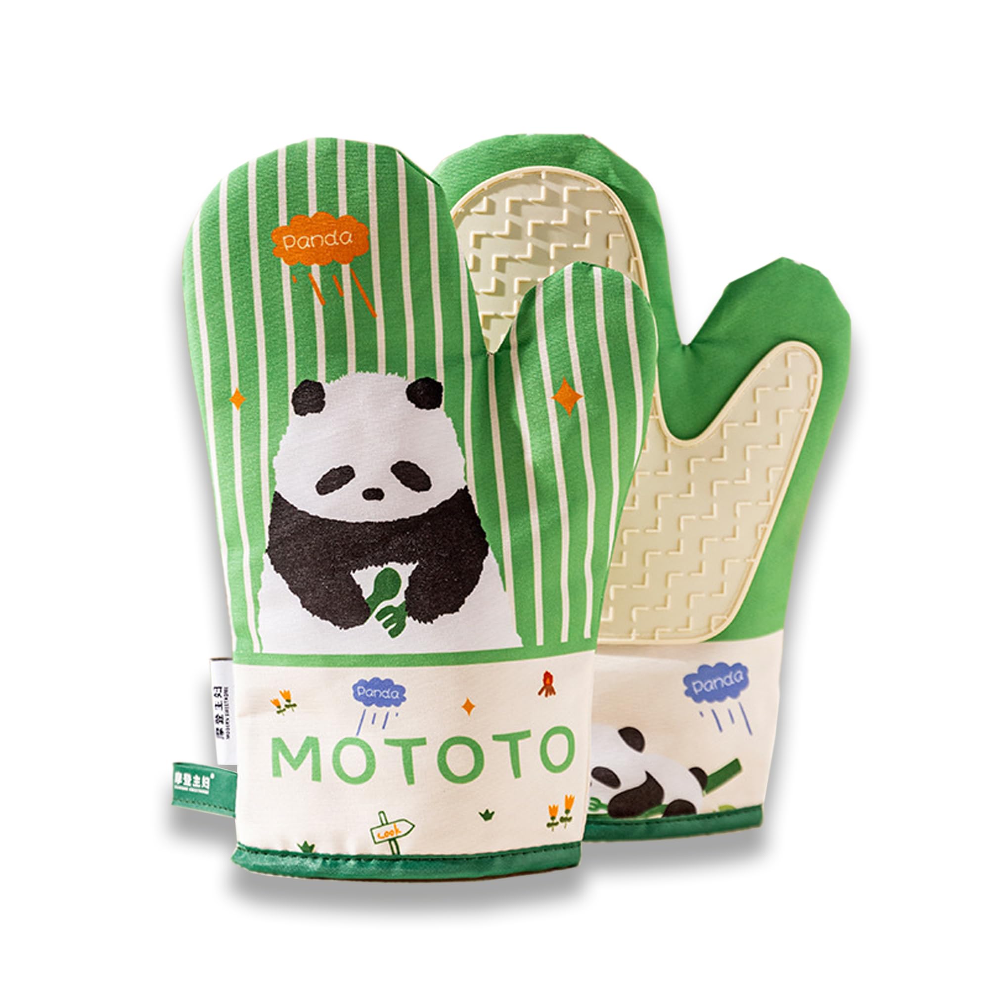 

горшок для духовки и перчатки с пандой до этих силиконовых перчаток прочные и идеально подходят для духовки, хот-пота, домашней духовки и жаростойкие прихватки, держатели, зелёный