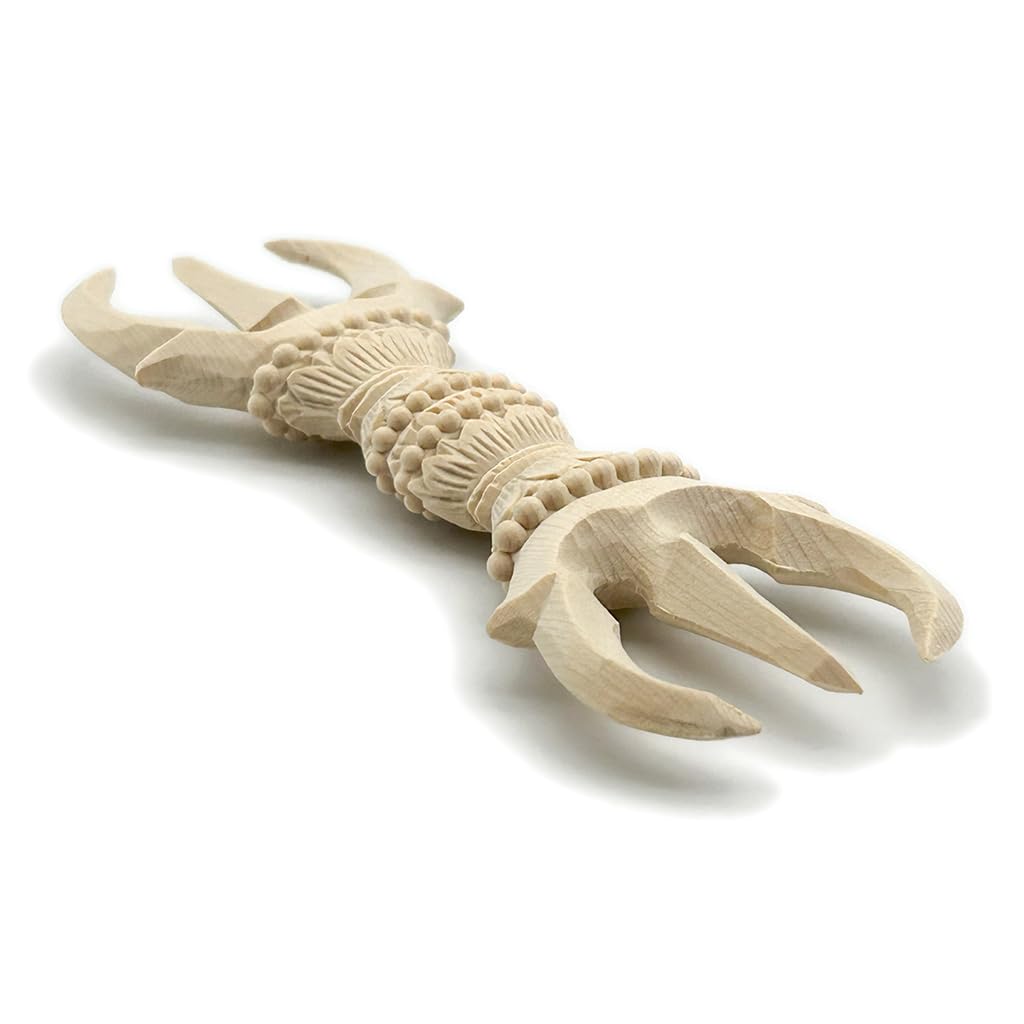 HU Trading Wood Carved Buddhist Fixtures Sanko Pestle 15cm Dharma Instrument Vajra Pestle Esoteric Buddhism Dharma Tool g27941