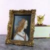 Resins Picture Frame Vintage European Styles Flower Embossed Carvings Photo Frame for Desktop Display or Wall Hanging
