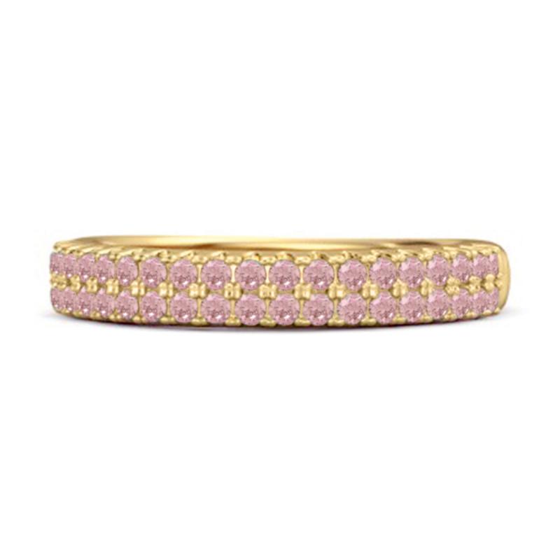 

925 Sterling Silver Gold Vermeil Pink Topaz Eternity Band Women Wedding Ring 9 жовтий/золотий