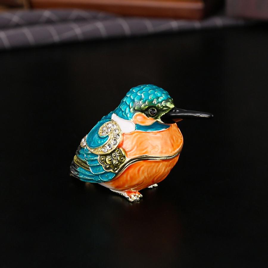 

Емальований колір, інкрустований діамантами, магнітна кришка, дятлова скринька для прикрас, скринька для зберігання дрібничок, настільний креативний органайзер для дрібничок 6.2*3.8*4.5 синій