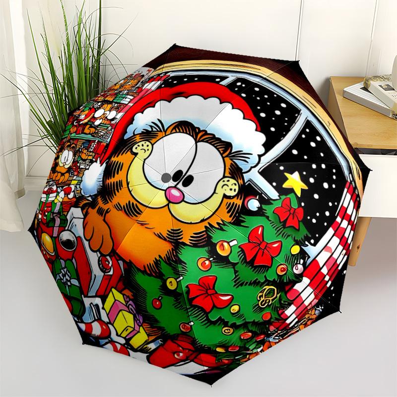 1pc Christmas Garfield Automatic Open/Close Umbrella - Compact Travel Umbrella, Perfect for Women & Men - Ideal Birthday/Christmas Gift, 179