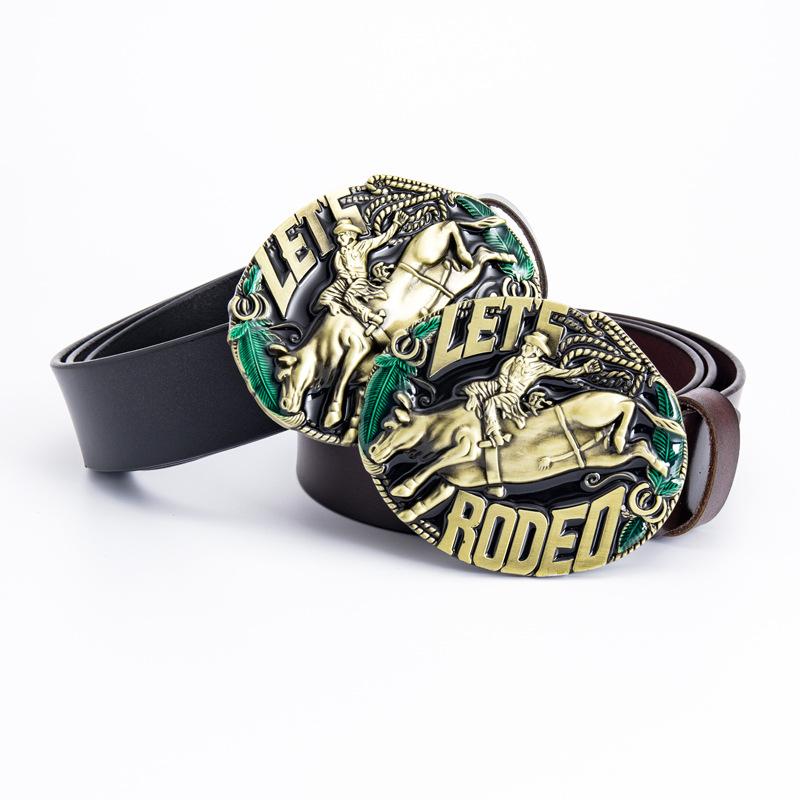Gürtel aus einer Legierung, Western-Denim-Gürtel, Rodeo-Gürtel mit glatter Schnalle