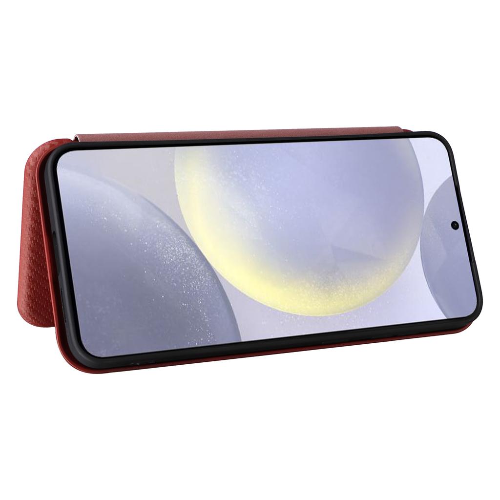 For Samsung Galaxy S25+ Case Carbon Fiber Texture Drop-Proof PU Leather Phone Cover